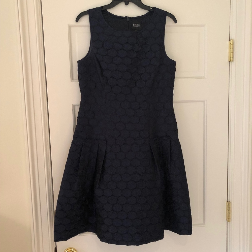 Bigio Collection Women's Navy Sleeveless Dot Dress